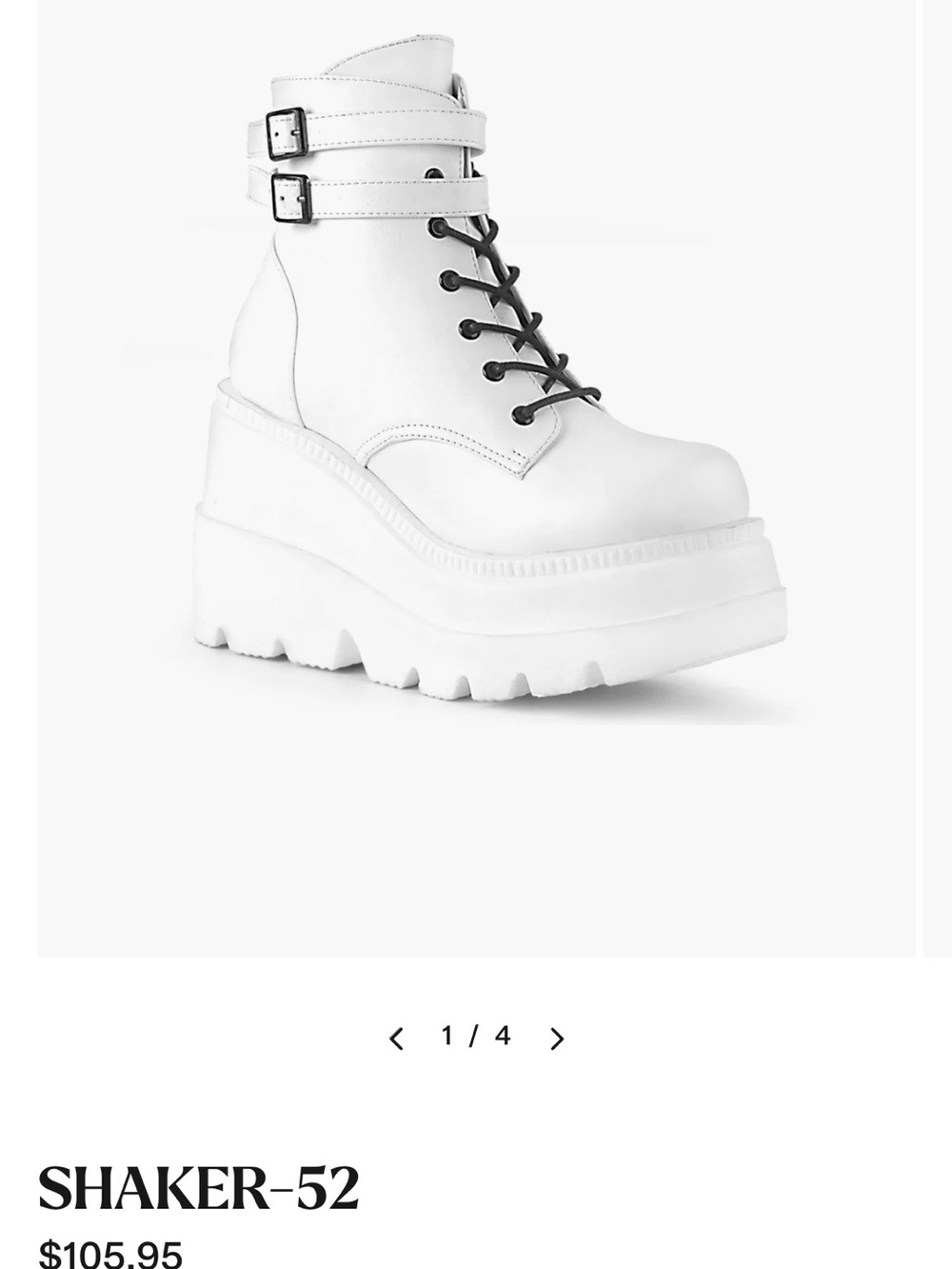 Shaker-52 White Platform Combat Boot DEMONIA US 7
